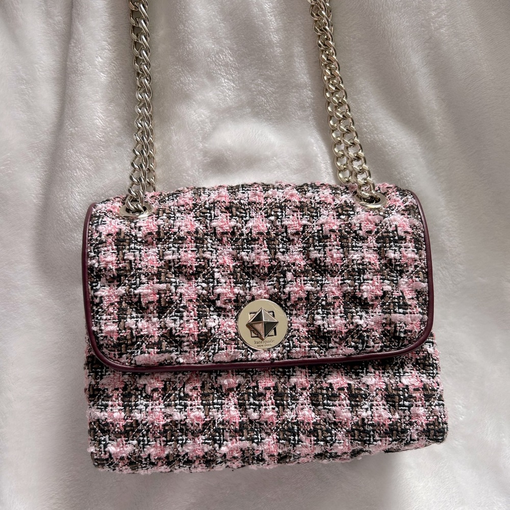 NWT Kate Spade pink Natalia tweed crossbody shoulder bag w/ dust bag 💖